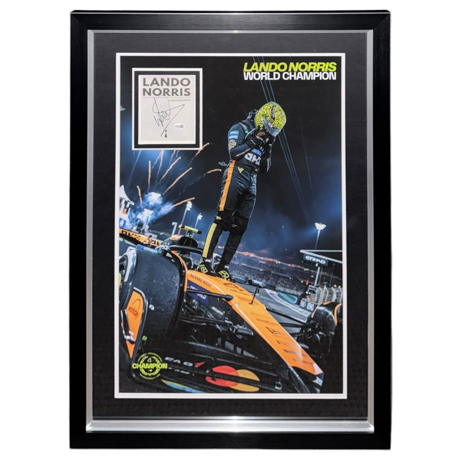 Lando Norris Autographed Formula One F1 2025 World Champion Deluxe Framed Poster