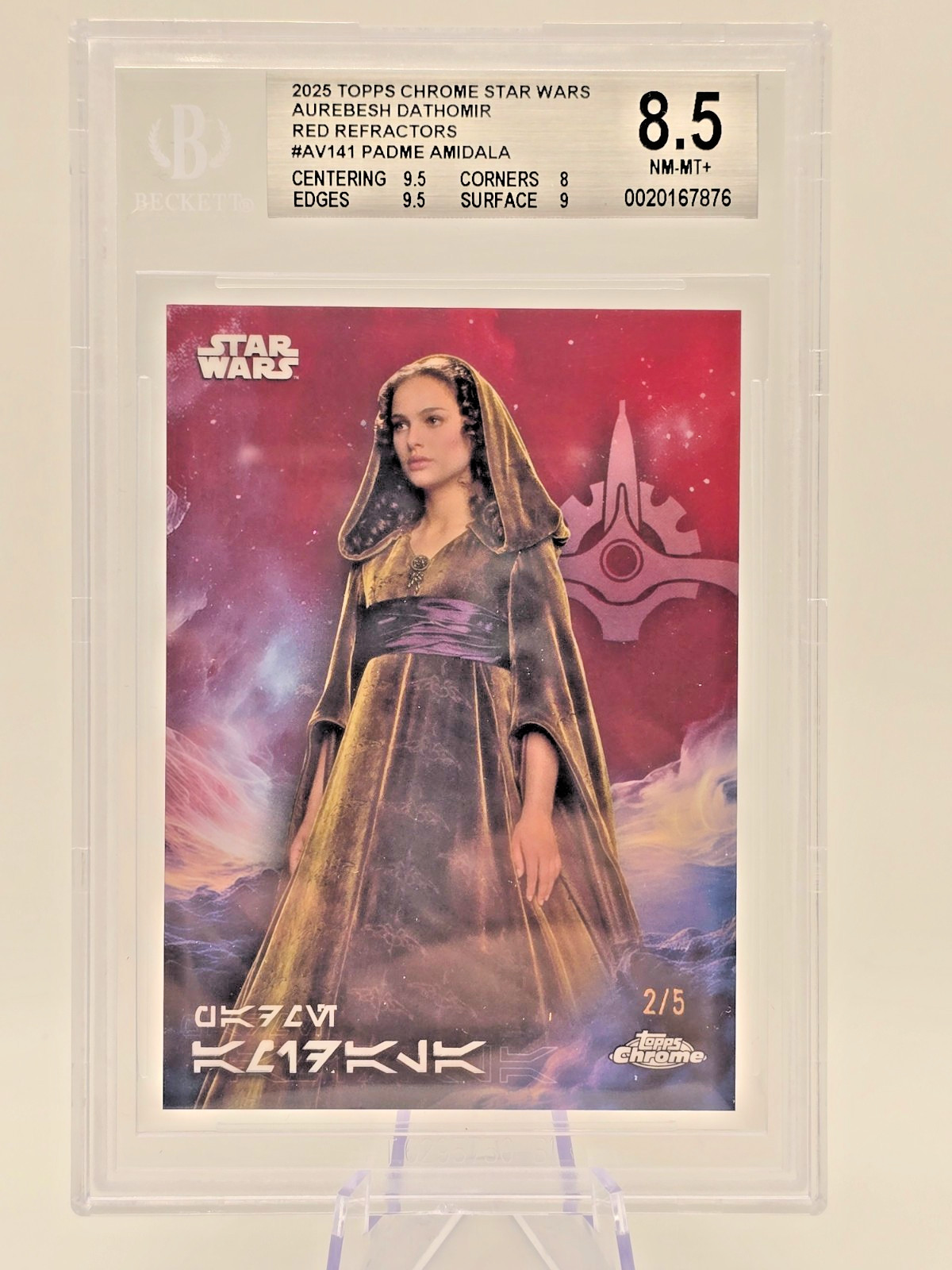 2025 Topps Chrome Star Wars Padme Amidala Red Refractor 2/5 BGS 8.5