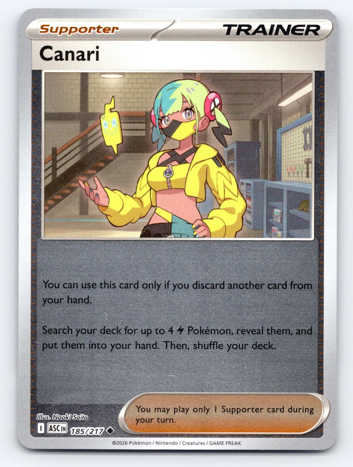 Canari 185/217 Uncommon Ascended Heroes Pokemon Reverse Holo Near Mint