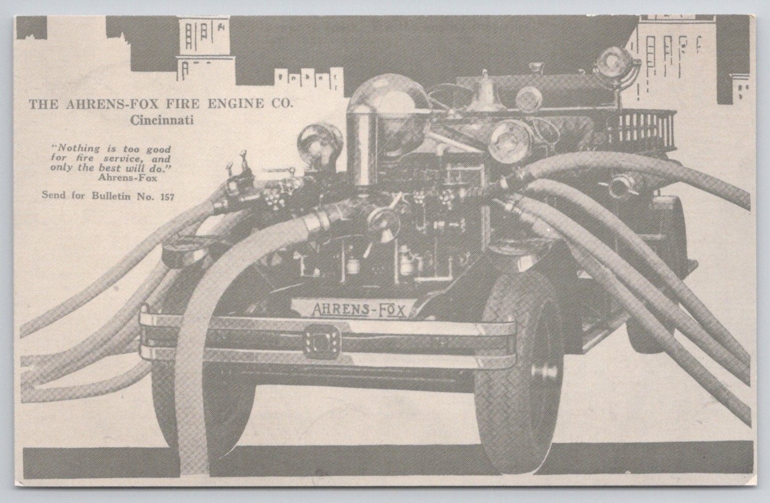 1930 Ahrens-Fox Fire Engine Co. Cincinnati Advertisement Postcard