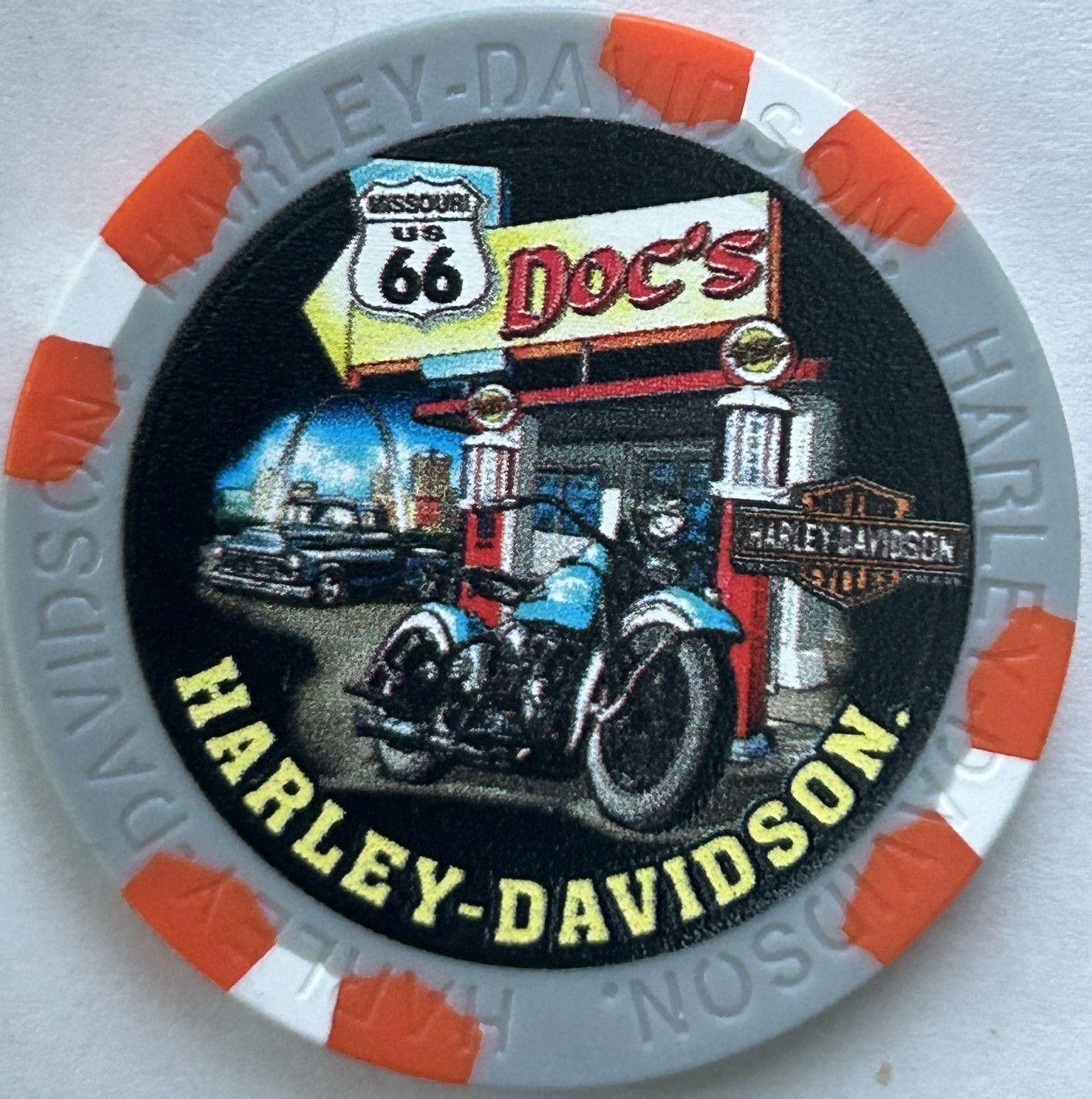 Harley Davidson Wide Print Poker Chip Doc\'s HD in St Louis, Missouri   CLOSED