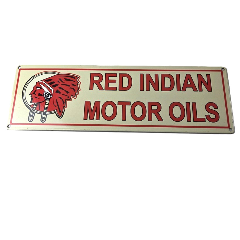 Vintage Red Indian Porcelain Sign - Large American Indian Service Gas Pump Sign