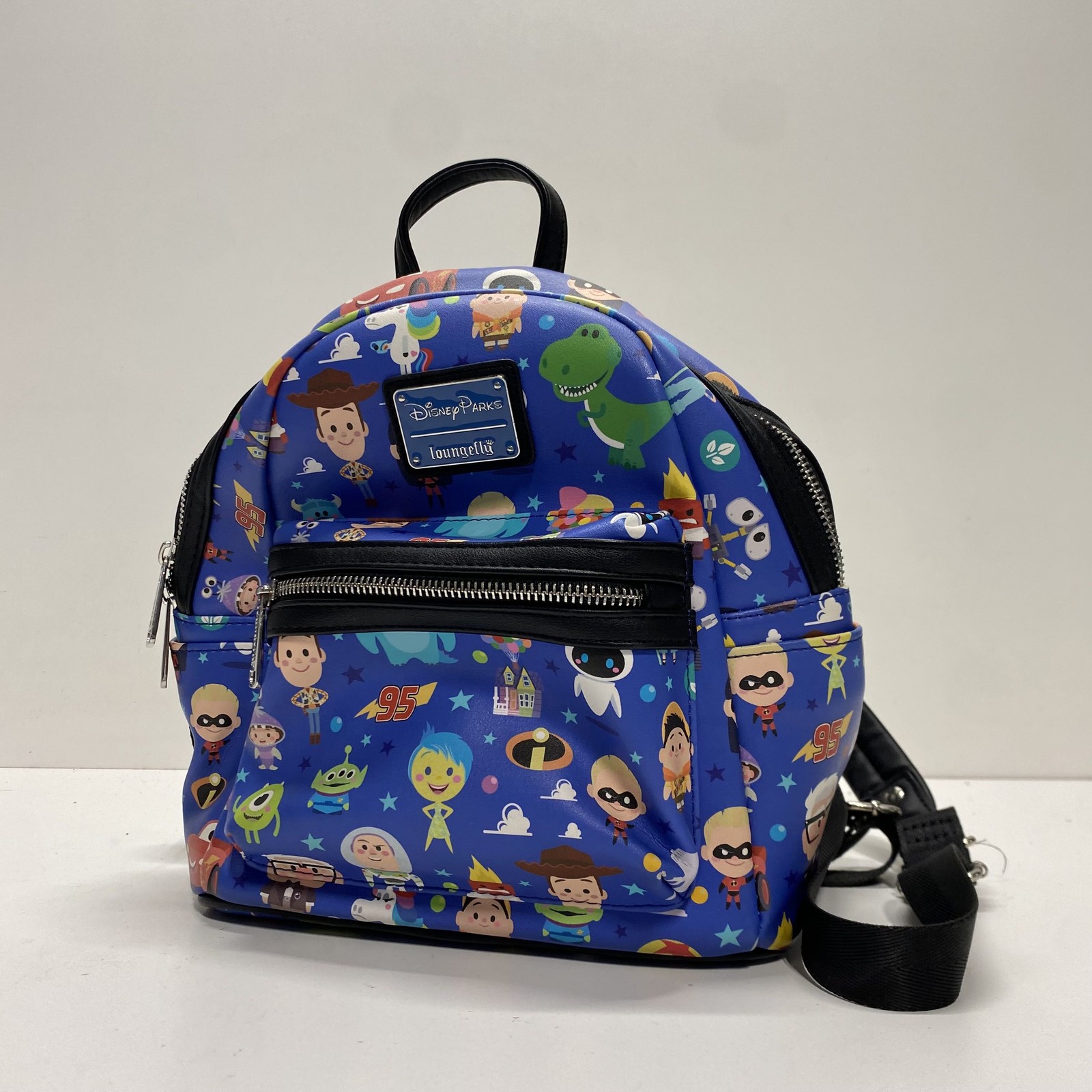 Disney Parks Loungefly Pixar Characters Blue Leather Mini Backpack