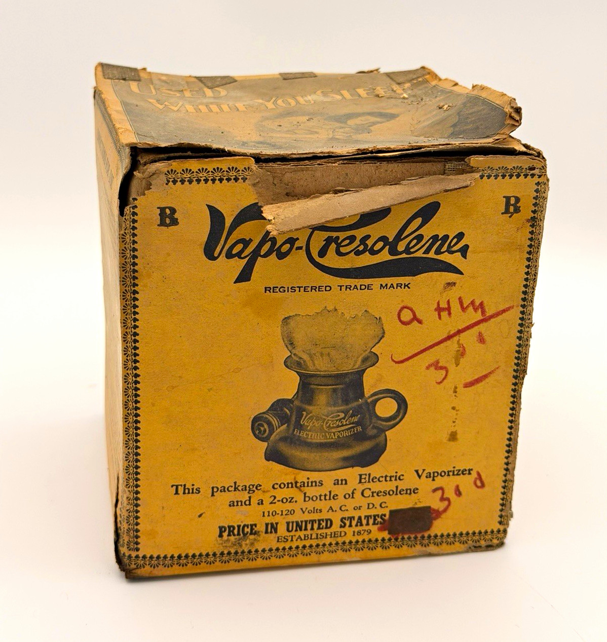 Vintage 1930s Vapo-Cresolene Electric Vaporizer Original Box Medical Quack 1930s
