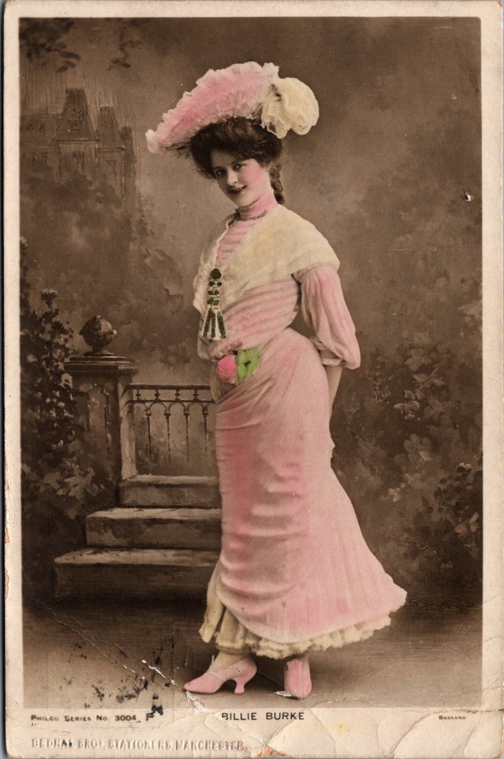 Billie Burke Actress Edwardian Pink Hat Dress Philco Postcard 1902 Posted