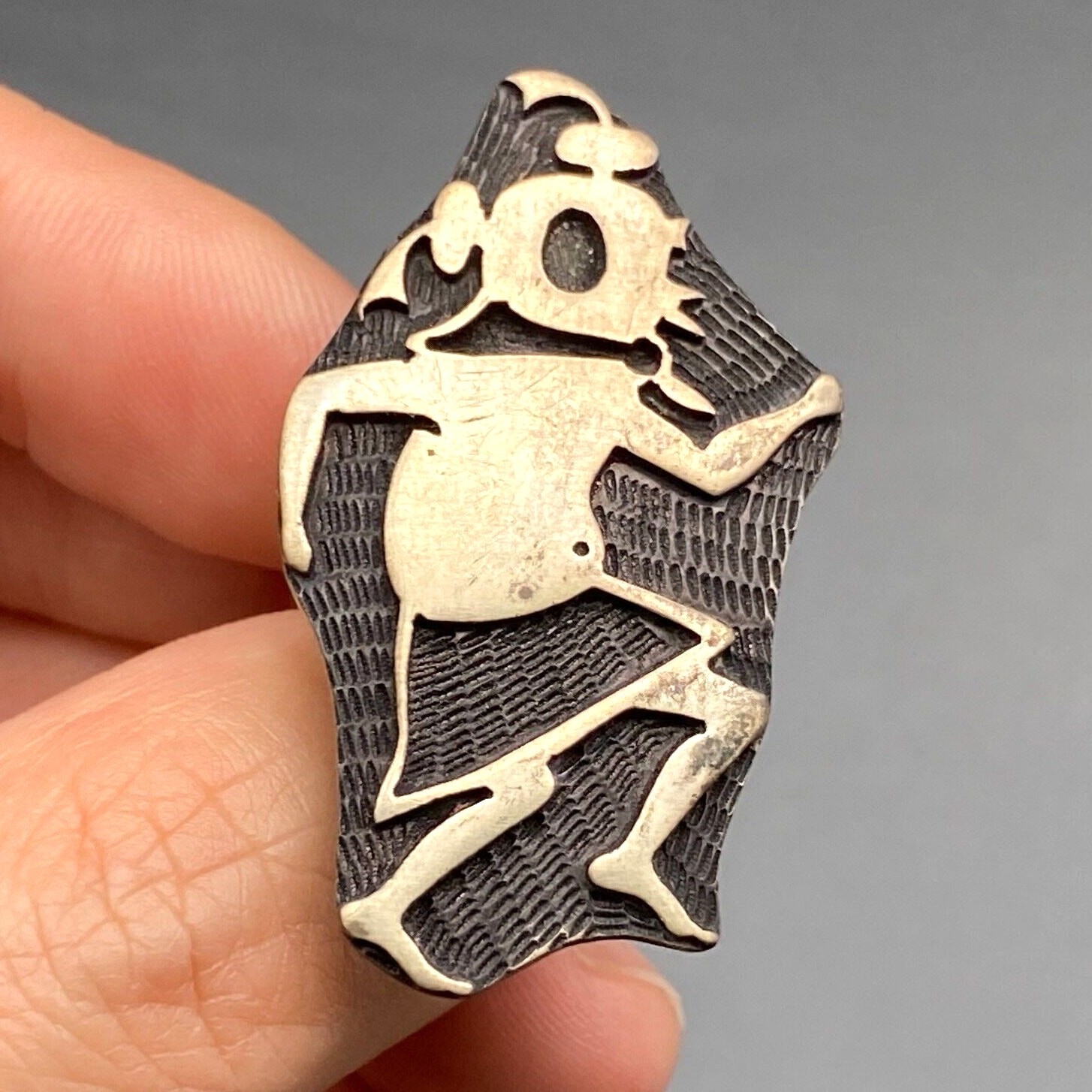 Vintage Hopi Bernard Dawahoya Native Mudhead Kachina Silver Ring Size 5.5