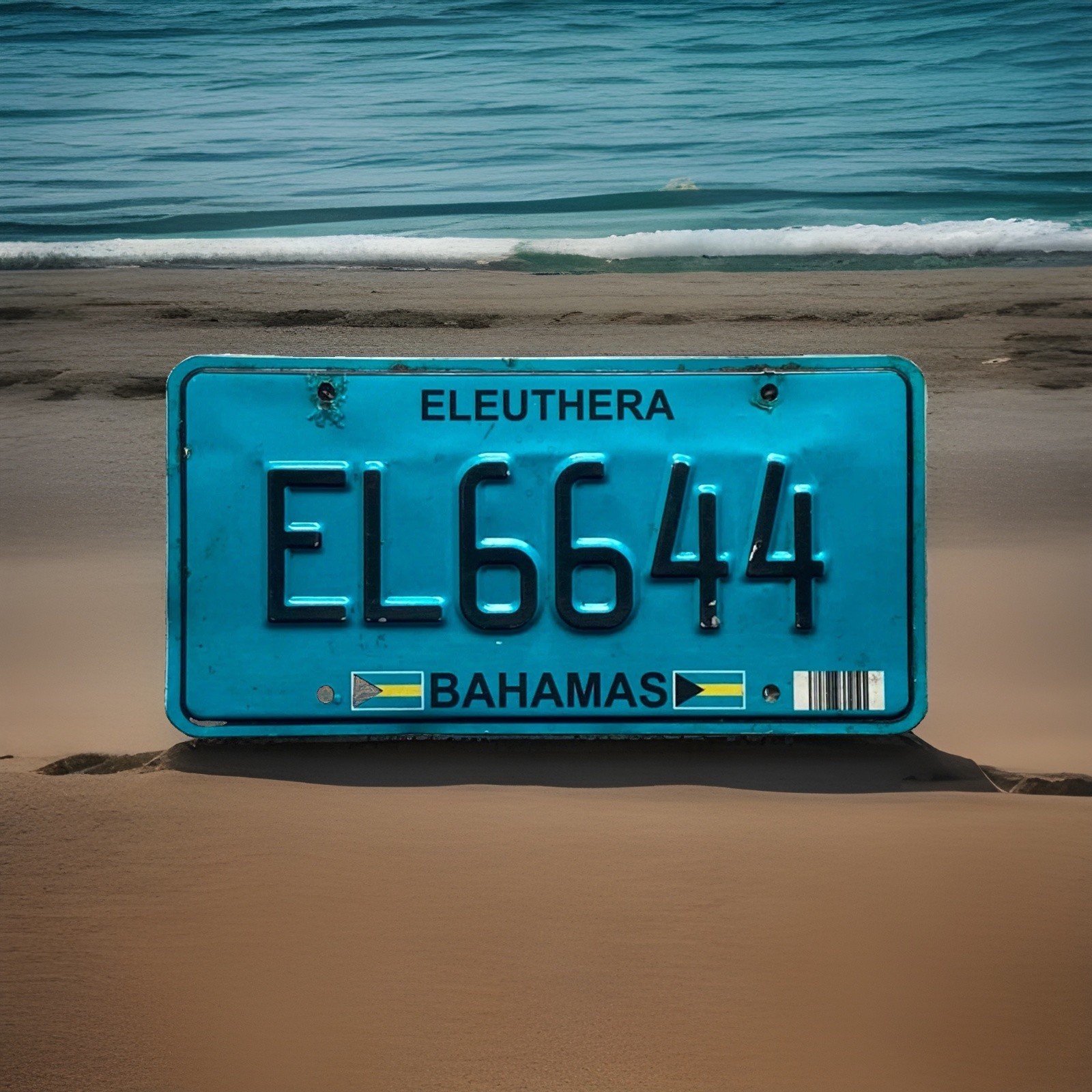 Bahamas ELEUTHERA license plate “EL 6644” FLAG