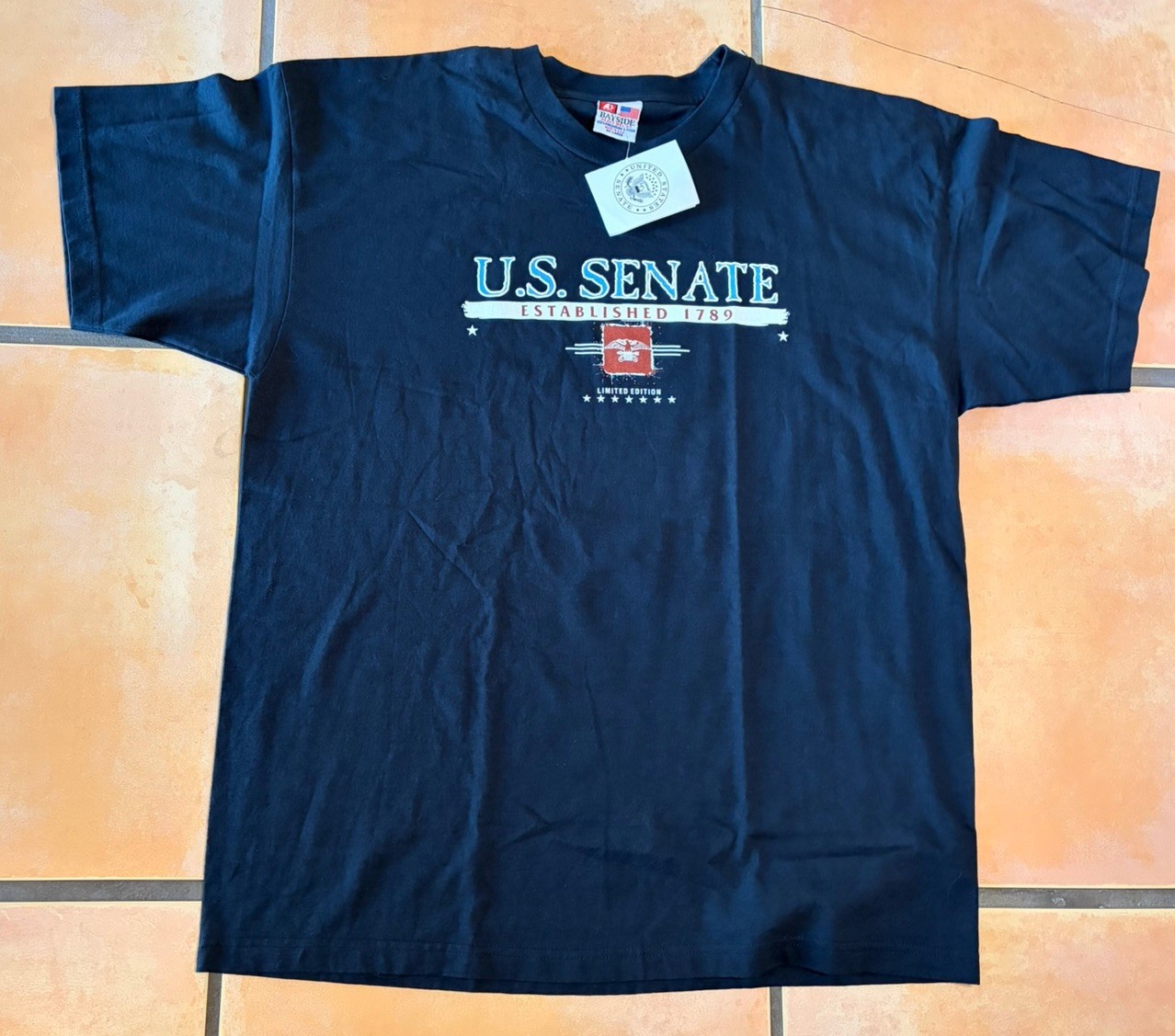 Vintage US SENATE Established 1789 2XL Blue T-Shirt Limited Edition Souvenir