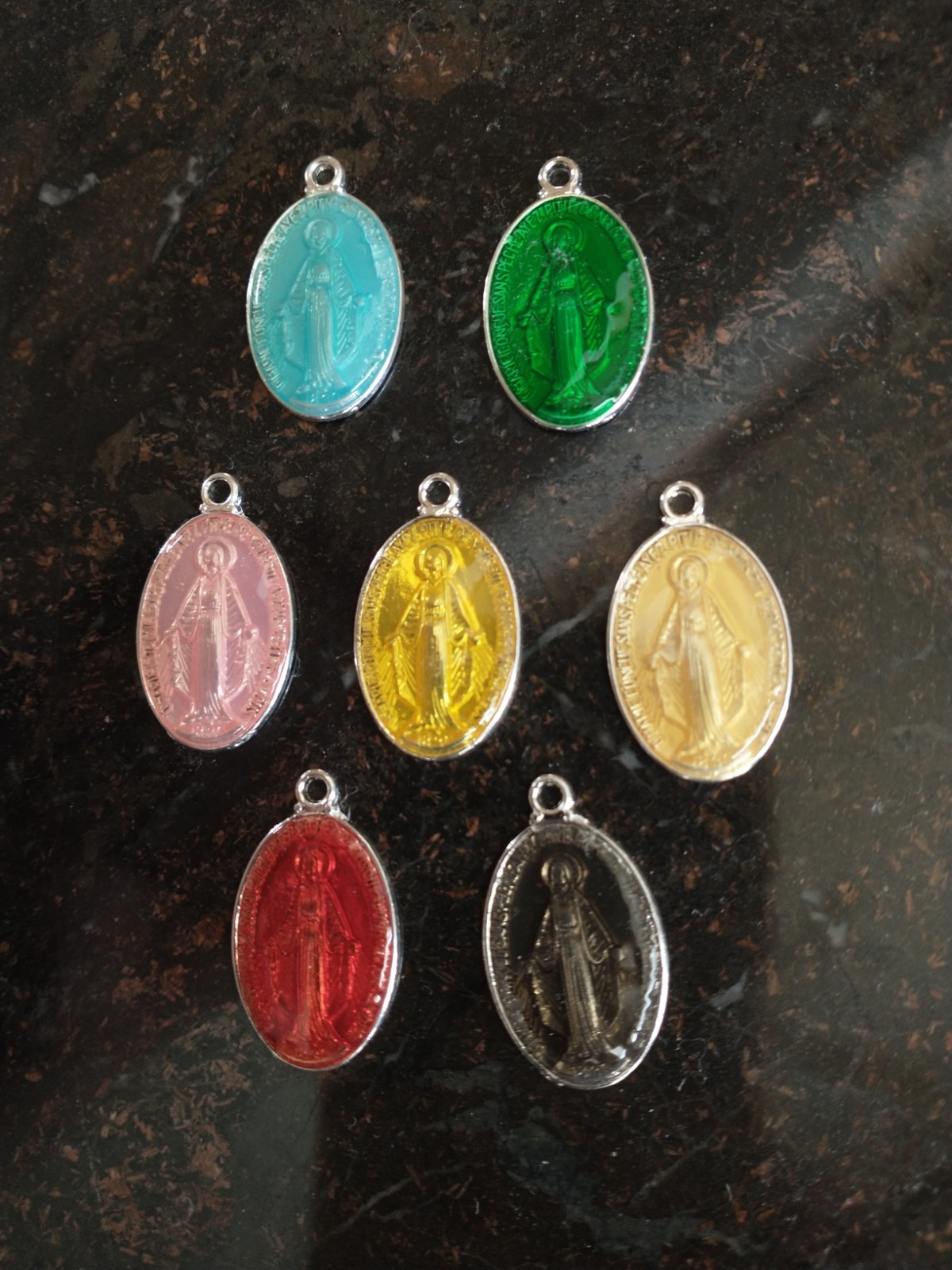 Lot Enamel Miraculous Medal Latin Religious Medals Pink Teal Yellow Green Red 1\