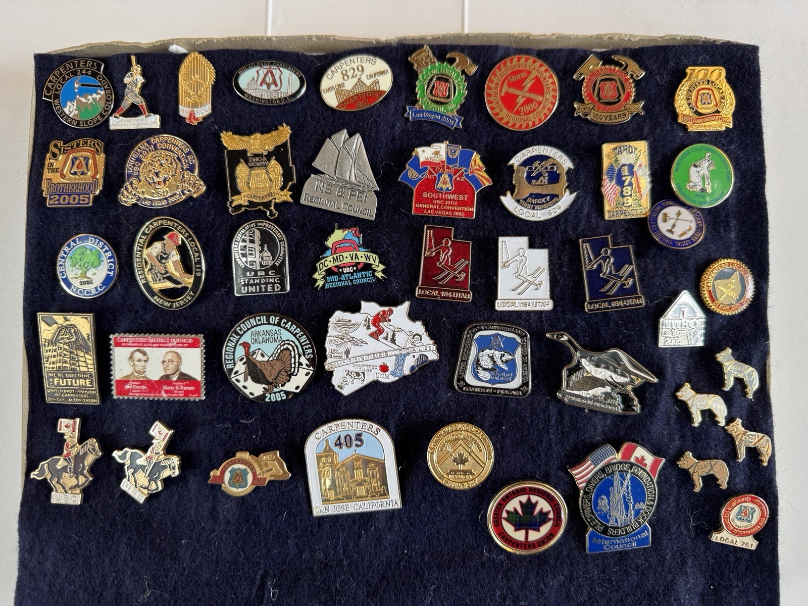 United Brotherhood of Carpenters Lot Lapel Pins Union Districts 45pc Read