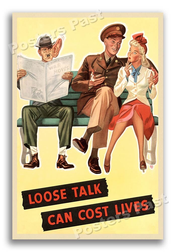 1940s “Loose Talk Can Cost Lives” WWII Historic War Poster - 16x24