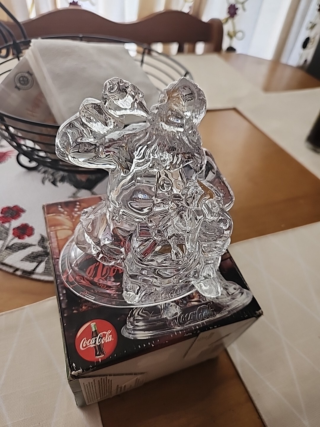Coca Cola Christmas 1997 Crystal 5”x5” Santa Claus Coke Vintage Figurine Box 
