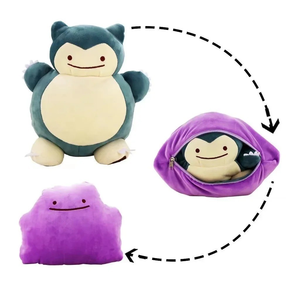 Snorlax Ditto Pokemon Plush 20cm Reversible Transform Toy Kids Gift