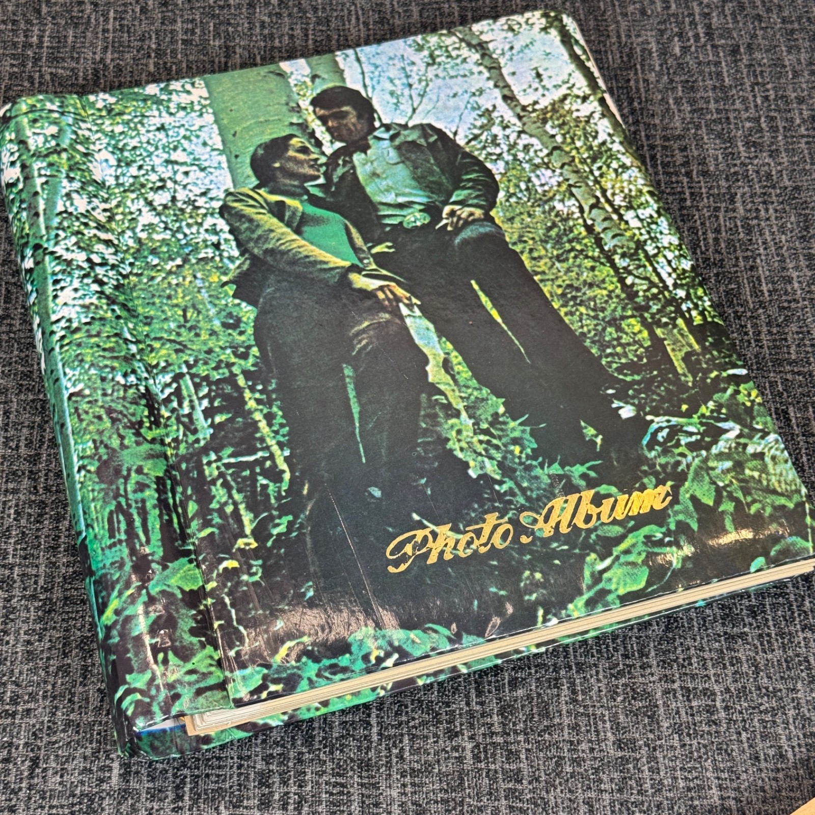 Vintage 1970’s Photo Album Magnetic Scrapbook Couple Trees Empty Unused Groovy