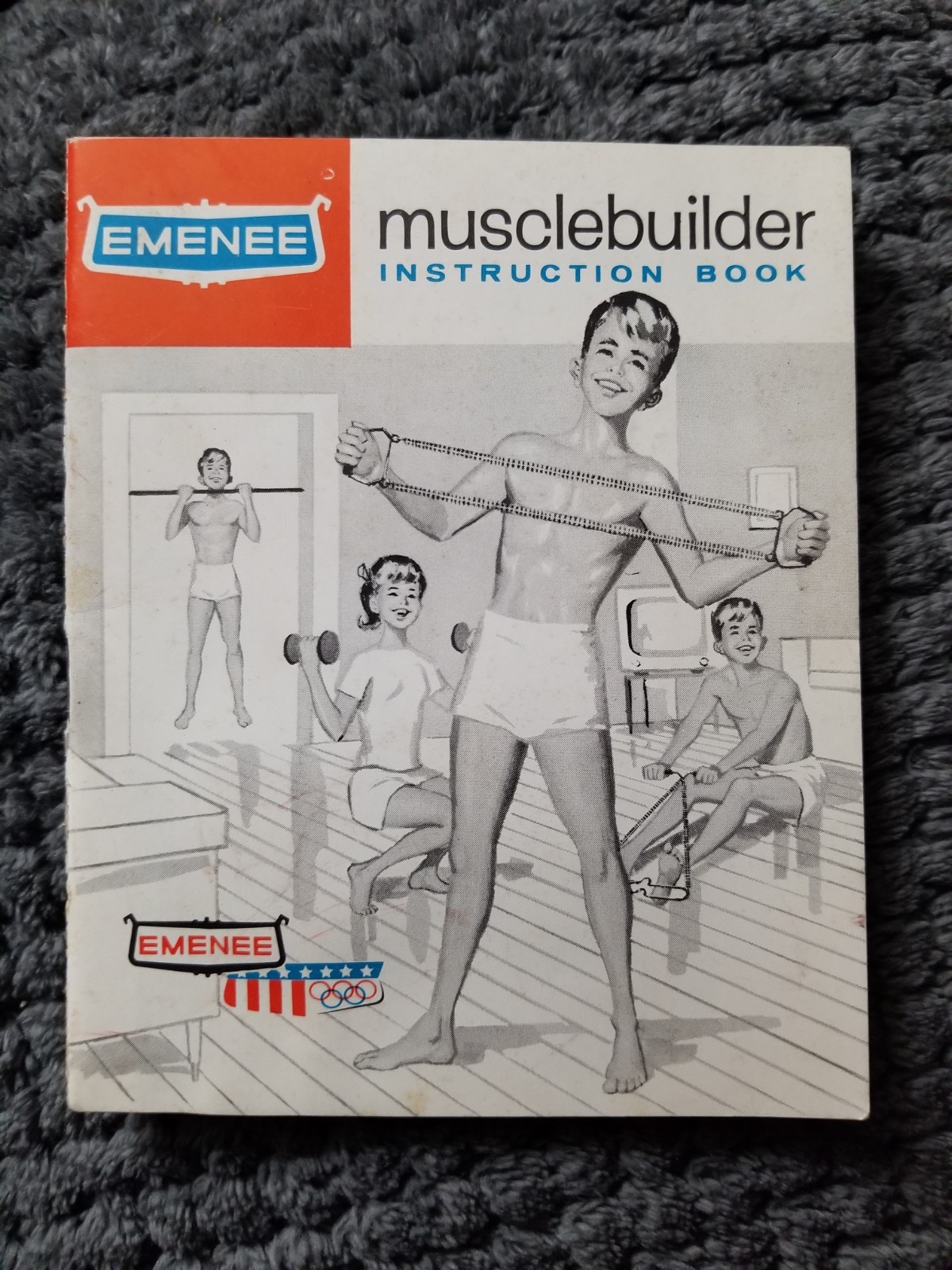 1961 EMENEE MUSCLEBUILDER Instruction BOOKLET Book vtg RARE 60s 