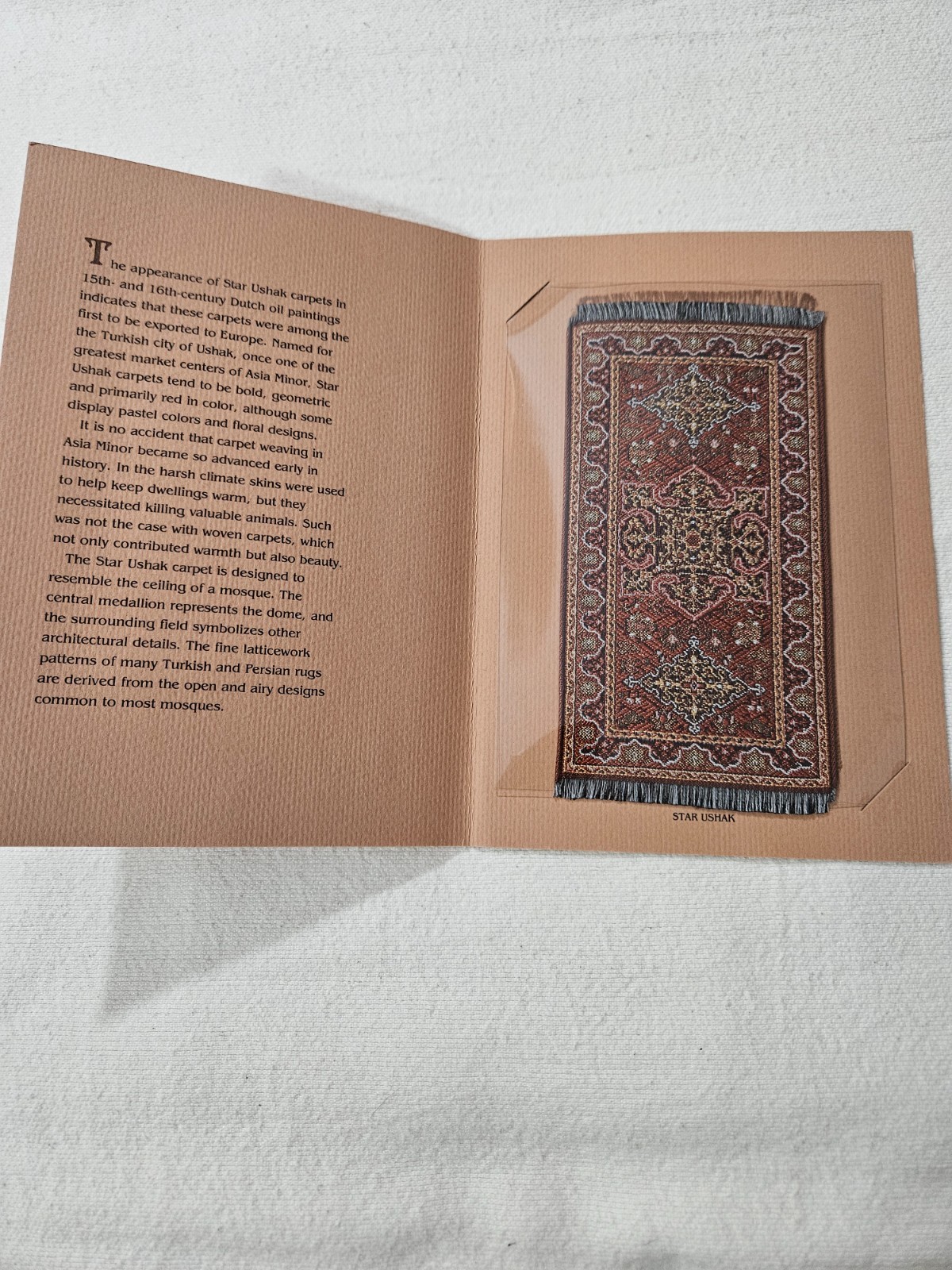 Miniature Franklin Mint Oriental Rug 3x6 in. -STAR USHAK- in a Card