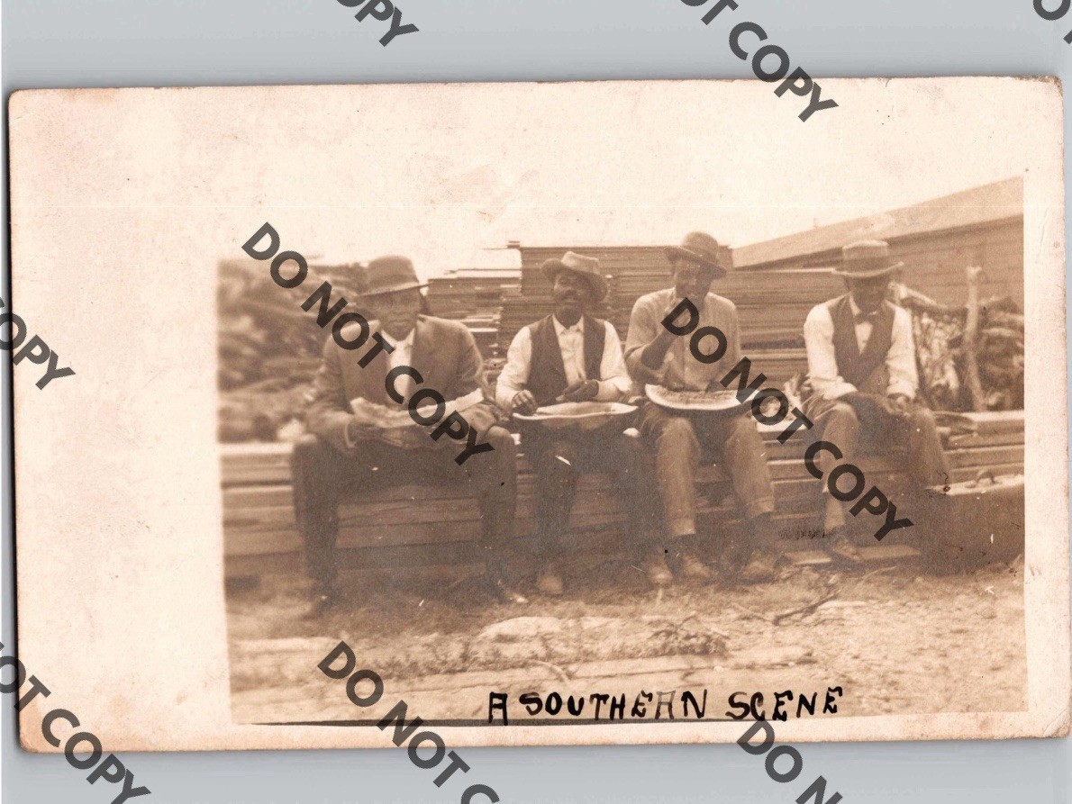 c1909 African American Black Men Watermelon Lumberyard HALE CENTER Texas TX RPPC