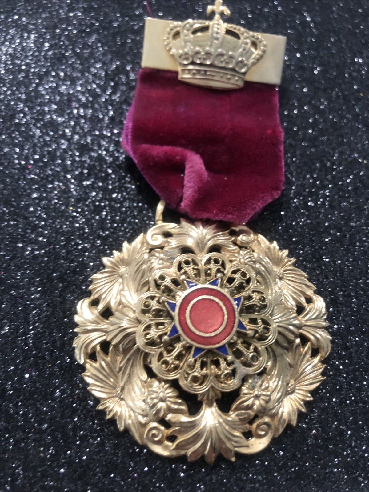 Antique/Vintage Cambodia Grand Order National Merit Medal Honor Jewelry Pin.