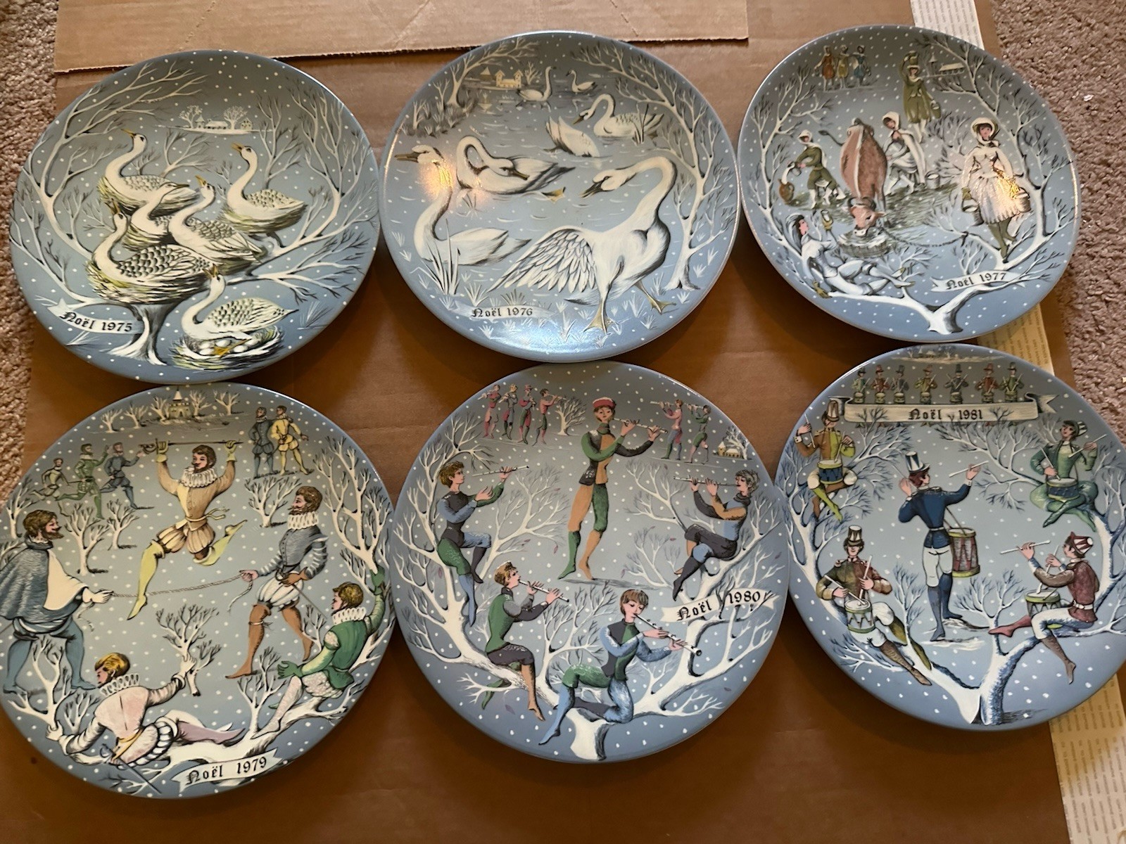 6 Haviland Limoges Plates 12 days of Christmas Vintage 75'76'77'79'80'81
