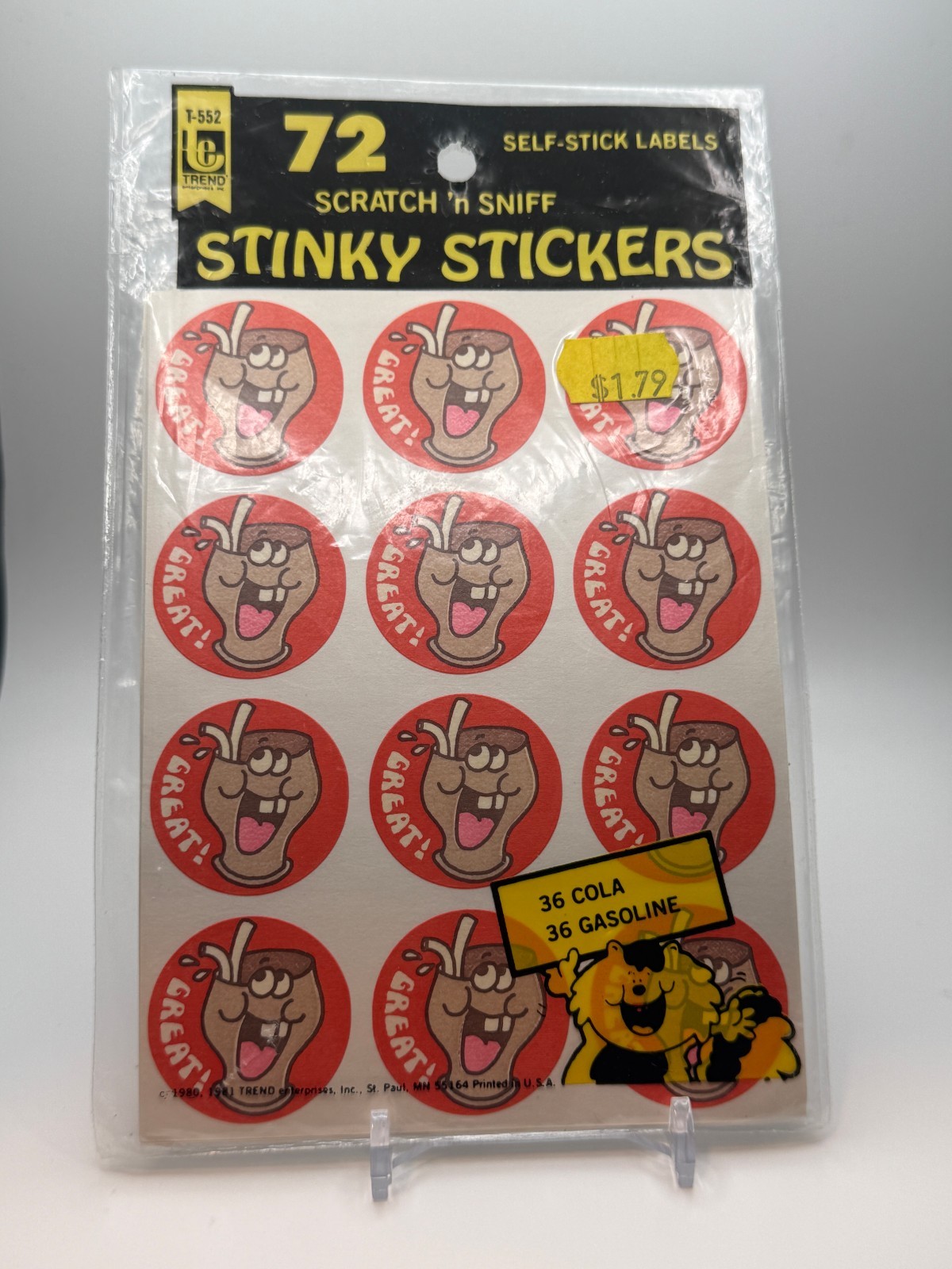 Vintage Trend Scratch And Sniff Stinky Stickers Pack Cola Gasoline 72 Total
