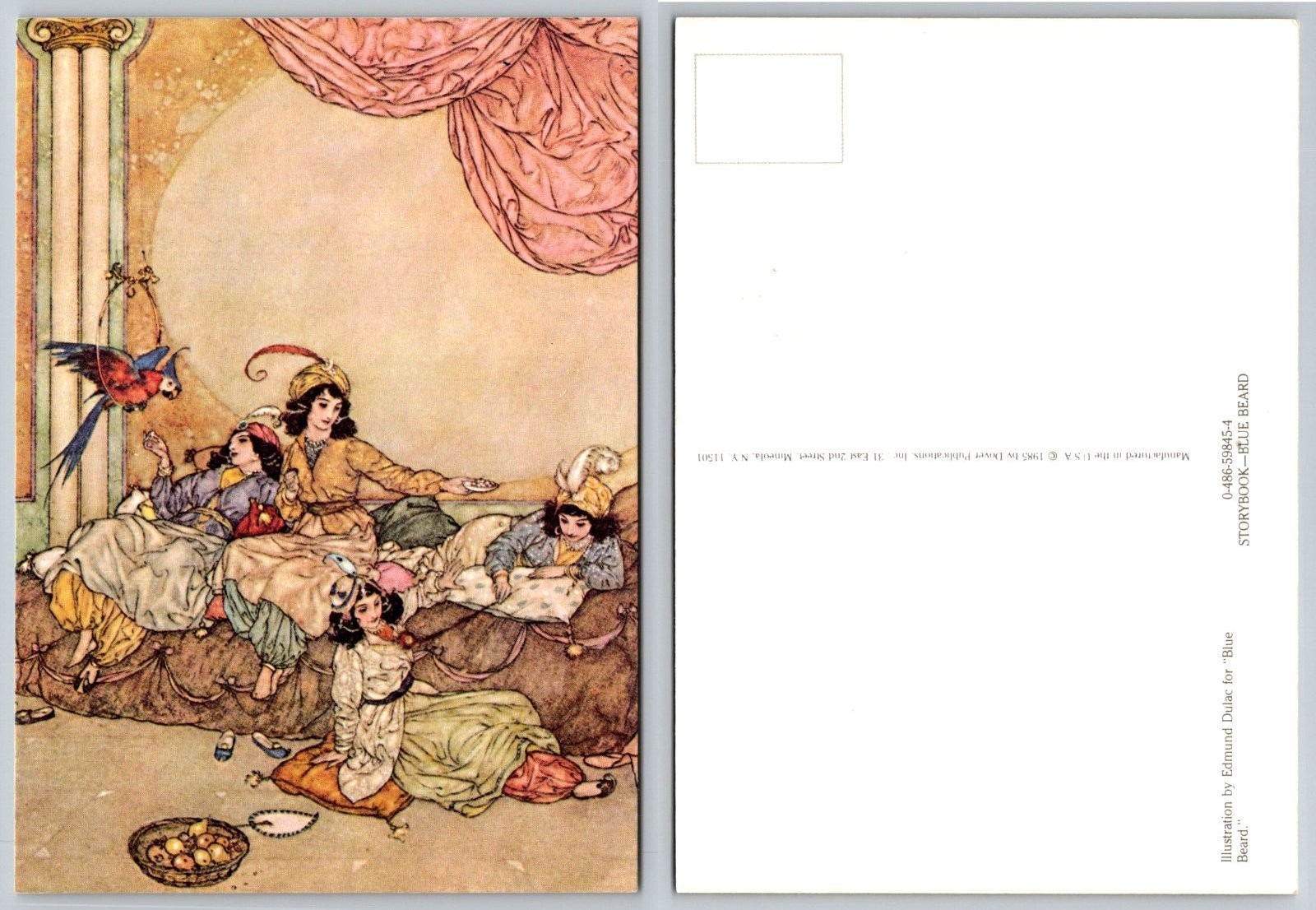 Continental Edmund Dulac Blue Beard Fairytale Illustration Women Postcard