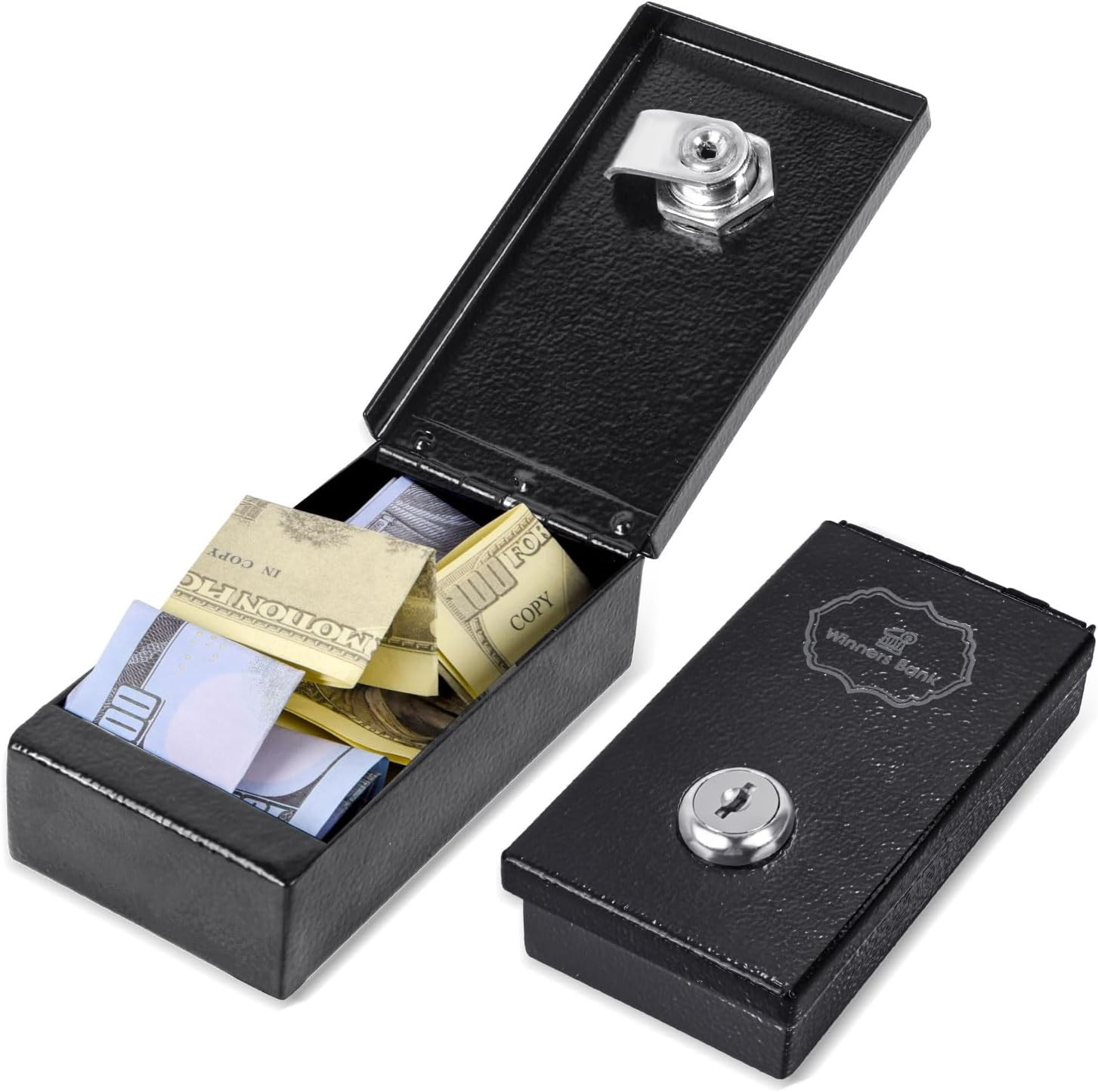 Winners Bank Metal Lock Box for Gamblers with Key Casino Cash Box(1Pack) | Mini