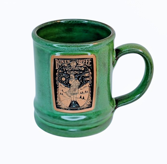 2025 Bones Coffee Co. Highland Grog Handthrown Green Mug Deneen Pottery-14 OZ