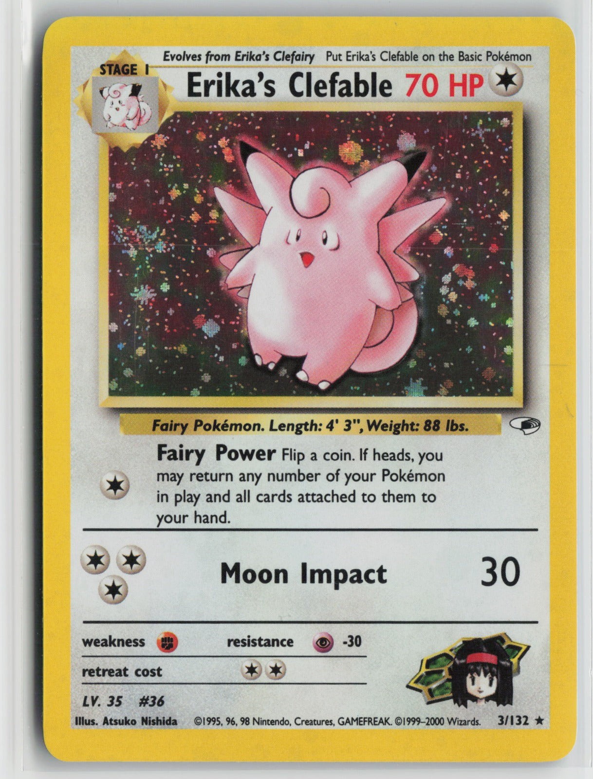 Erika's Clefable Holo Rare Unlimited G1 003/132 NM - SWIRL