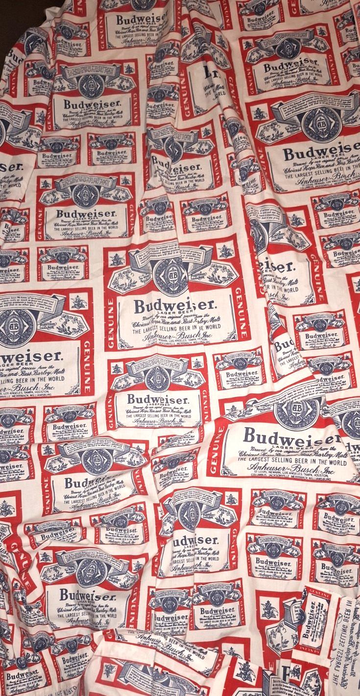 Vintage Budweiser Full Flat Bed Sheet Anheuser Busch Cotton Blend