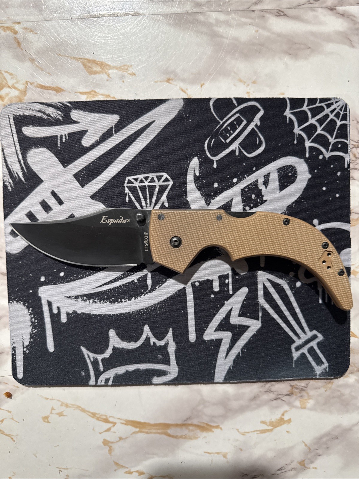 Cold Steel Medium Espada Tri-Ad Lock Knife Tan G-10 (3.5\