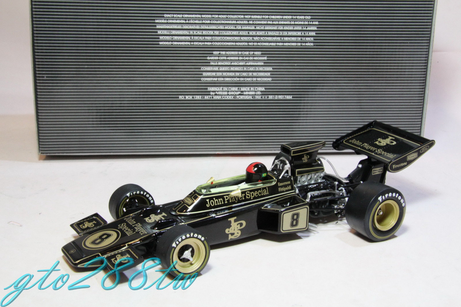 Quartzo 1:18 Lotus 72D JPS F1 1972 British GP Winner Fittipaldi w/Firestone mark