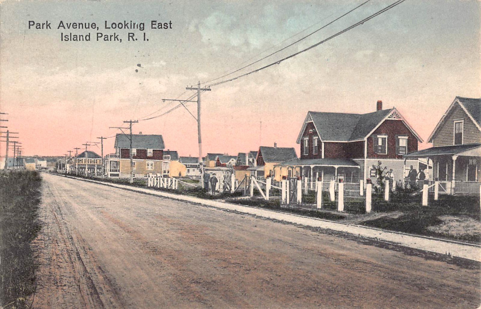 1913 Homes Park Ave. looking East Island Park Portsmouth RI post card