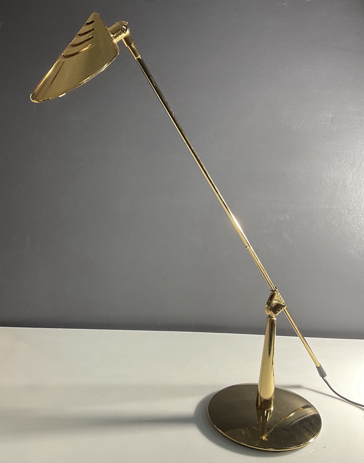 Fase Madrid Postmodern Articulating Desk Lamp Gold Finish Vintage 80\'s