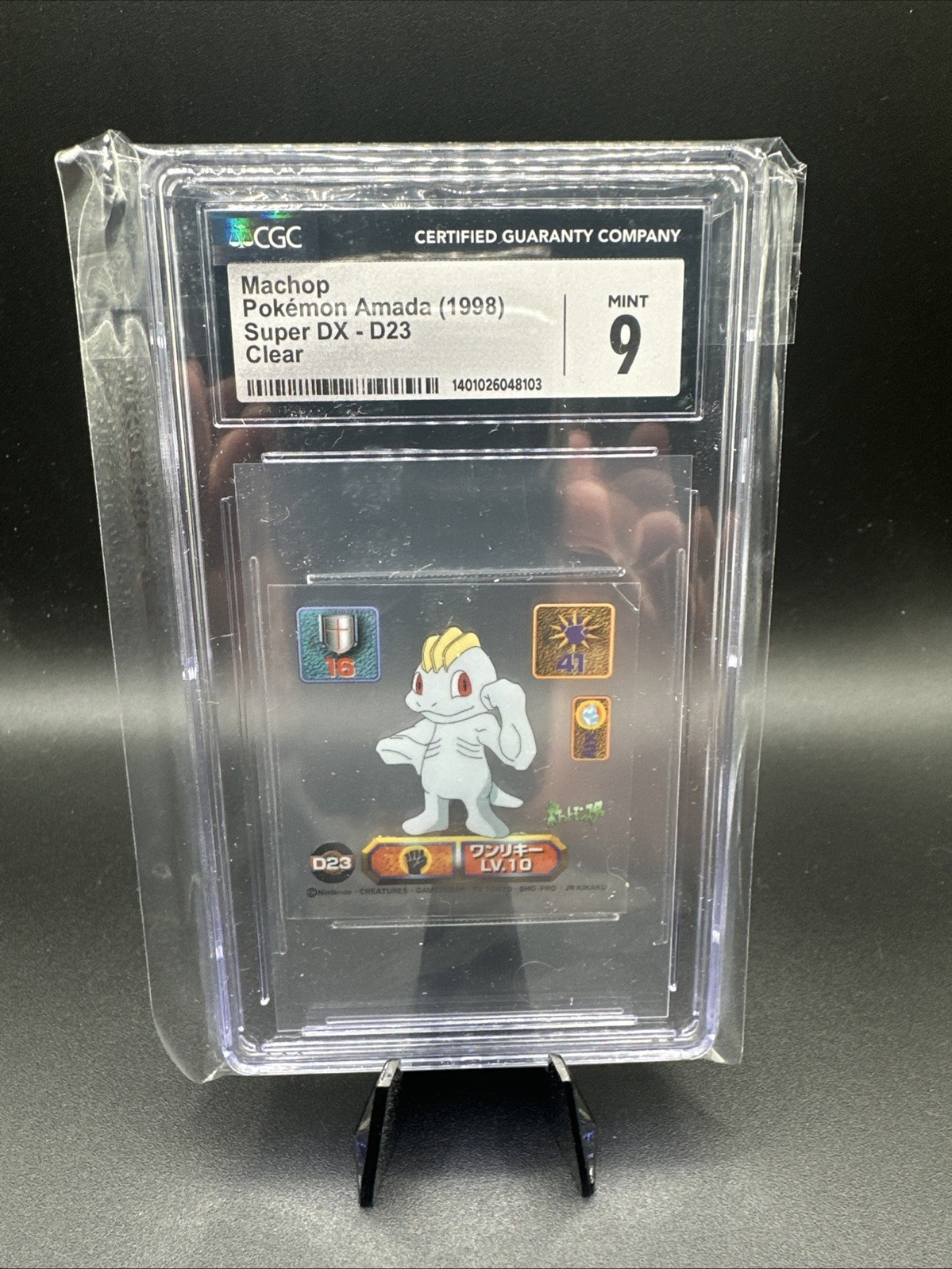 1998 Pokemon Amada Super DX Clear Rare: Machop #D23 CGC 9 Mint