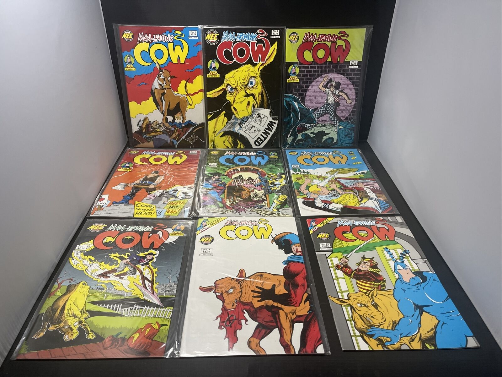 Man-Eating Cow #1-8,10 Missing 9 New England Comics Lot The Tick, 1992 HTF Rare