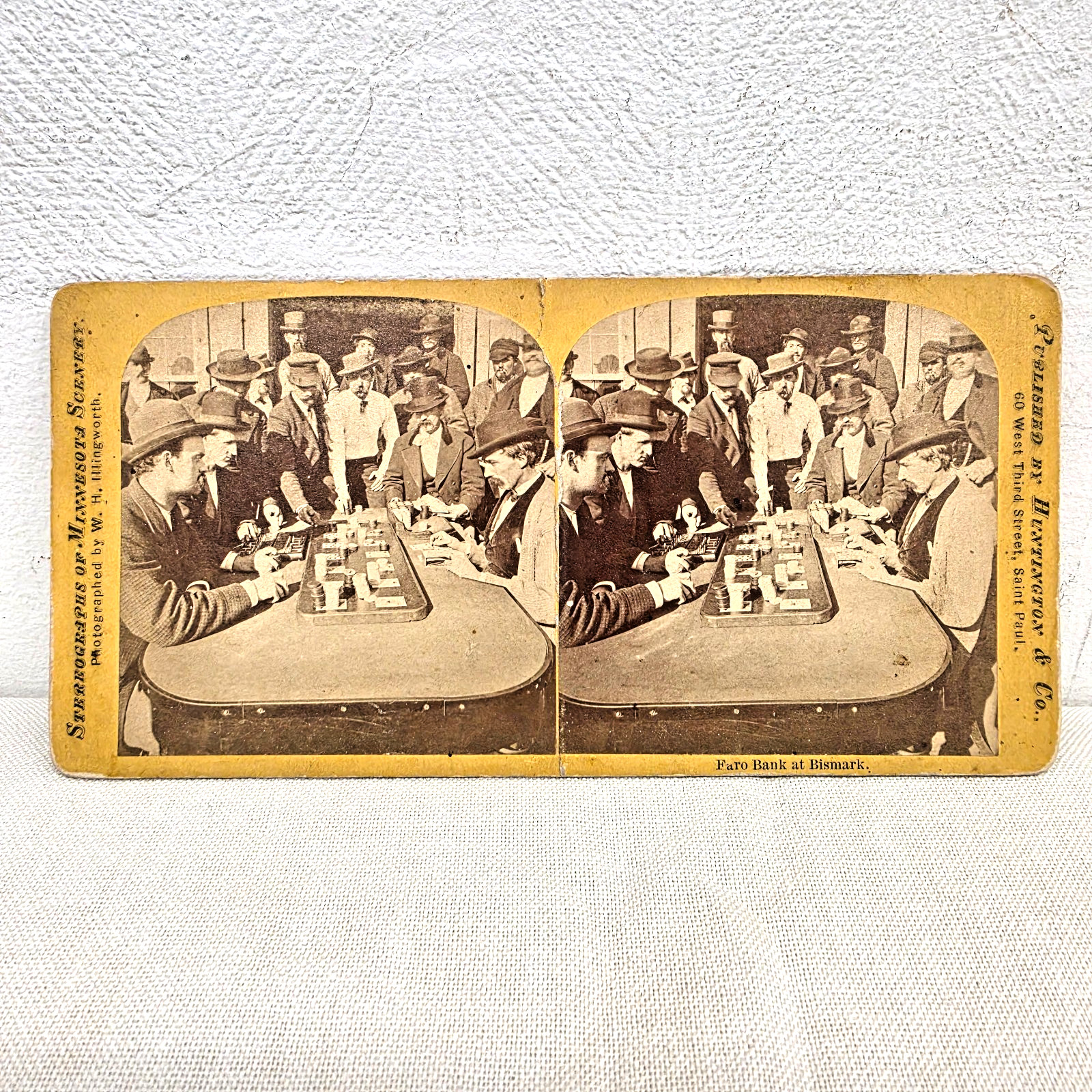 Antique Stereoview Faro Bank at Bismark Gambling Minnesota Bismarck Late 1800s