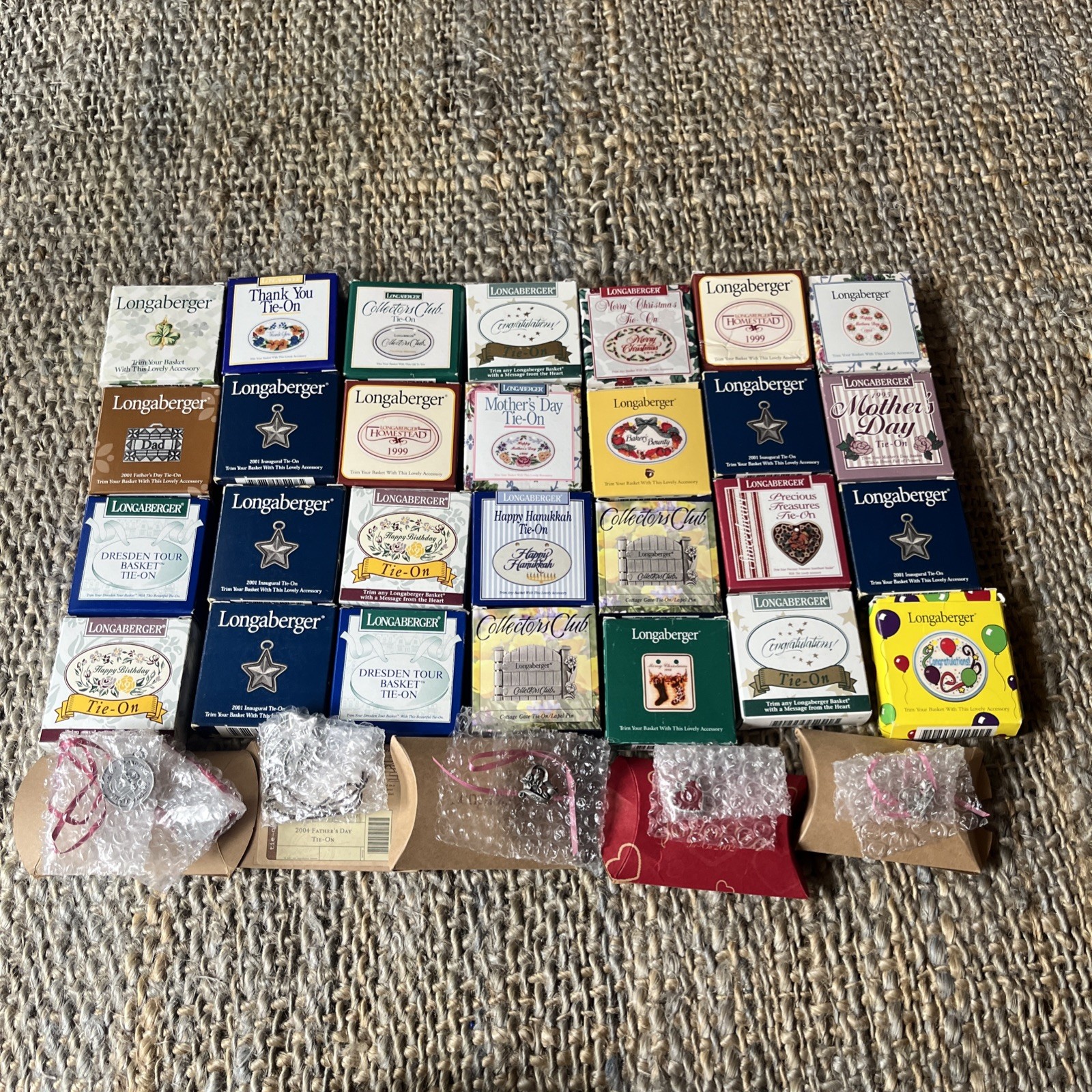 Lot Of Open Box 34 Longaberger Tie-0ns  Vintage ,  Retired, Old stock