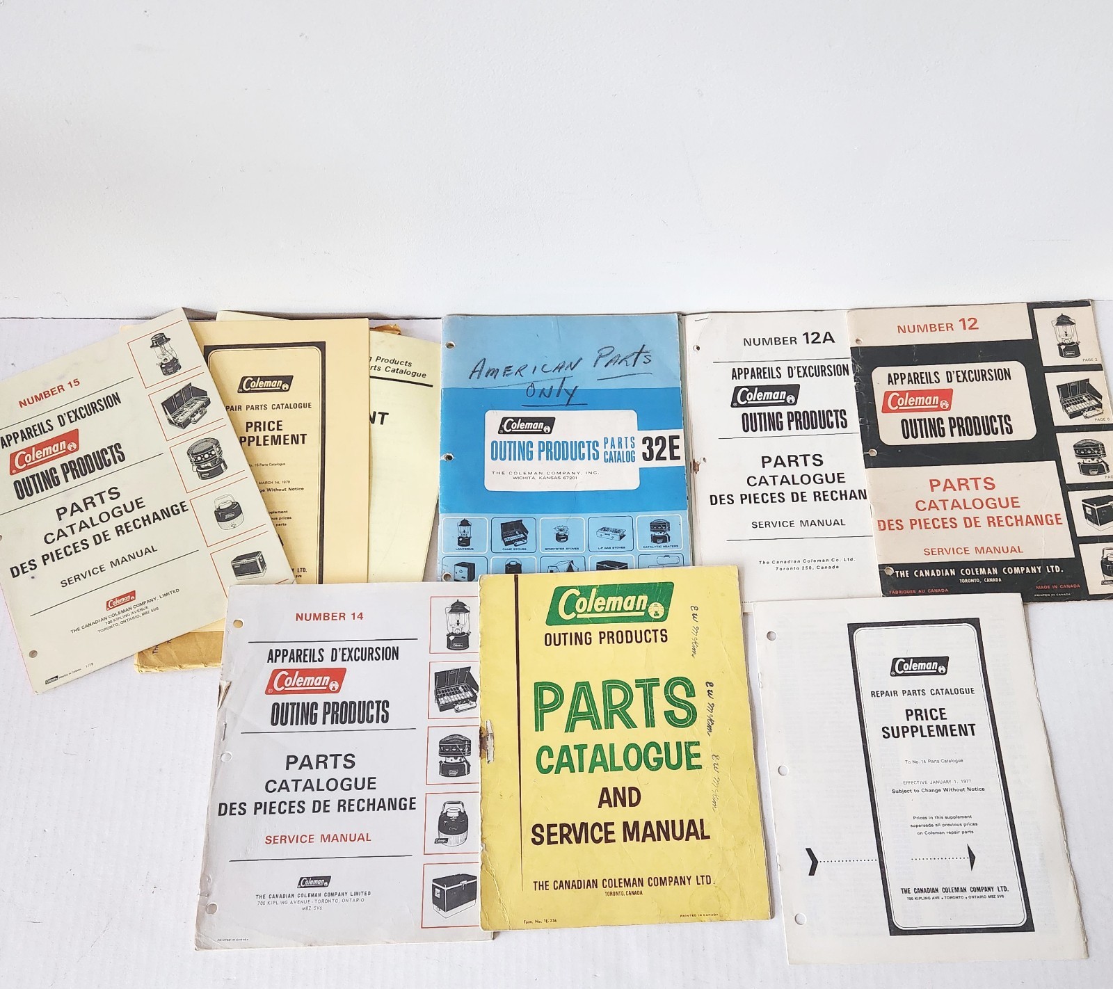 Vintage Coleman Parts Catalog Lot 1960s-1982 Canadian Lantern Stove Manuals
