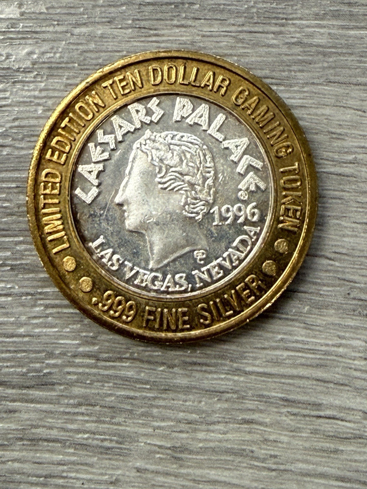 $10 Caesars Palace 1996 Las Vegas .999 Silver Round Gaming Token