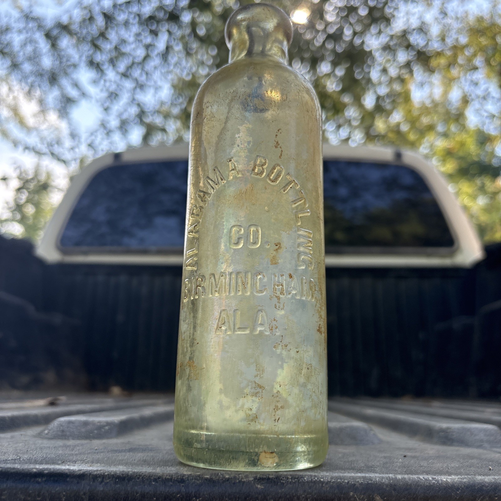 Antique ALABAMA BOTTLING CO Birmingham AL Hutchinson Soda Bottle Eagle Logo 1890