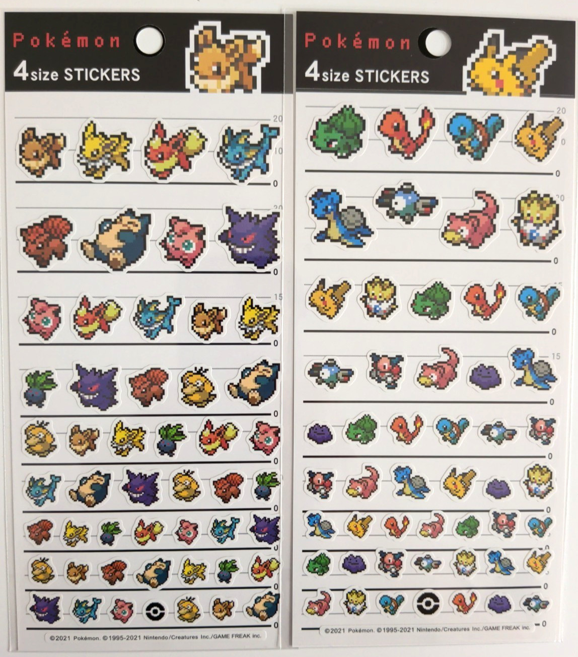 Pokemon Pixel Art 4 Size Sticker Sheets Set of 2 Pikachu Eevee Official Japan