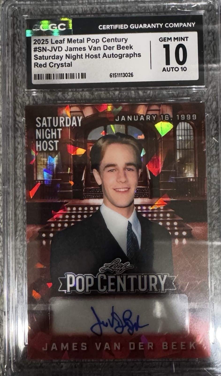 2025 Leaf Metal Pop Century James Van Der Beek SN-JVD Auto 1/1 CGC 10/10