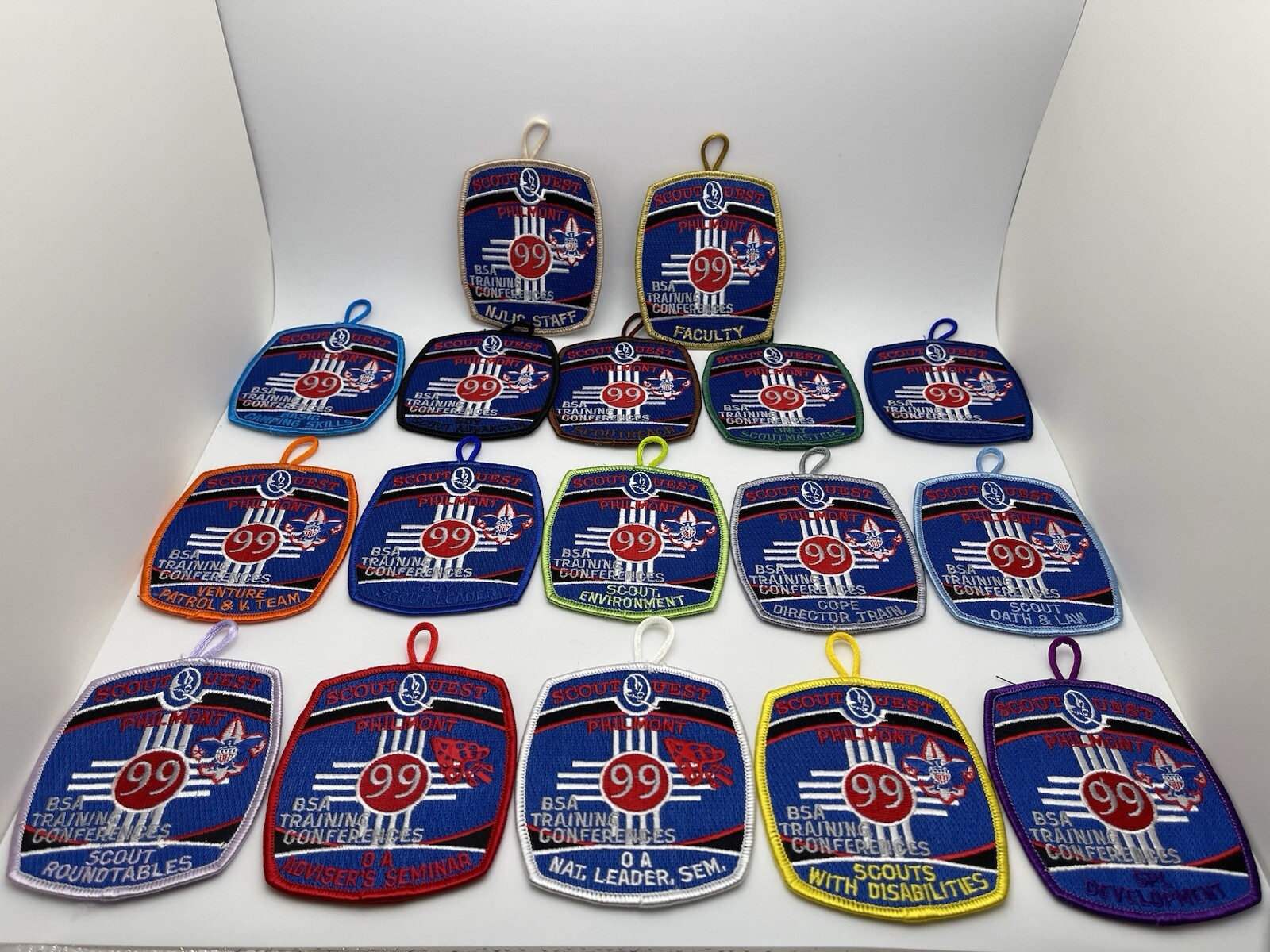 BSA PHILMONT TRAINING CENTER CONFERENCES 1999 RARE COMPLETE SET 17 PATCHES OA