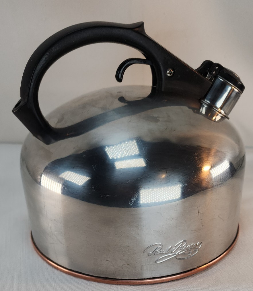 Vintage Revere Ware 3501 3.5 Qt Copper Bottom Whistling Tea Kettle Rome NY USA
