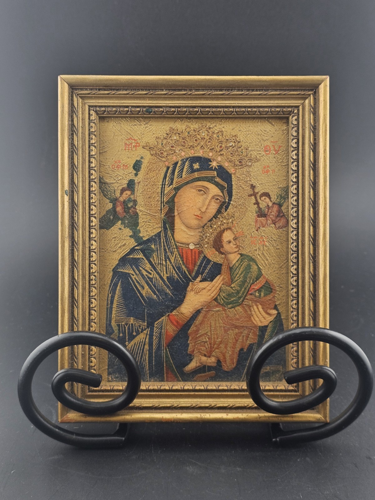 Vintage Our Lady of Perpetual Help Framed Religious Icon Catholic Wall Plaque