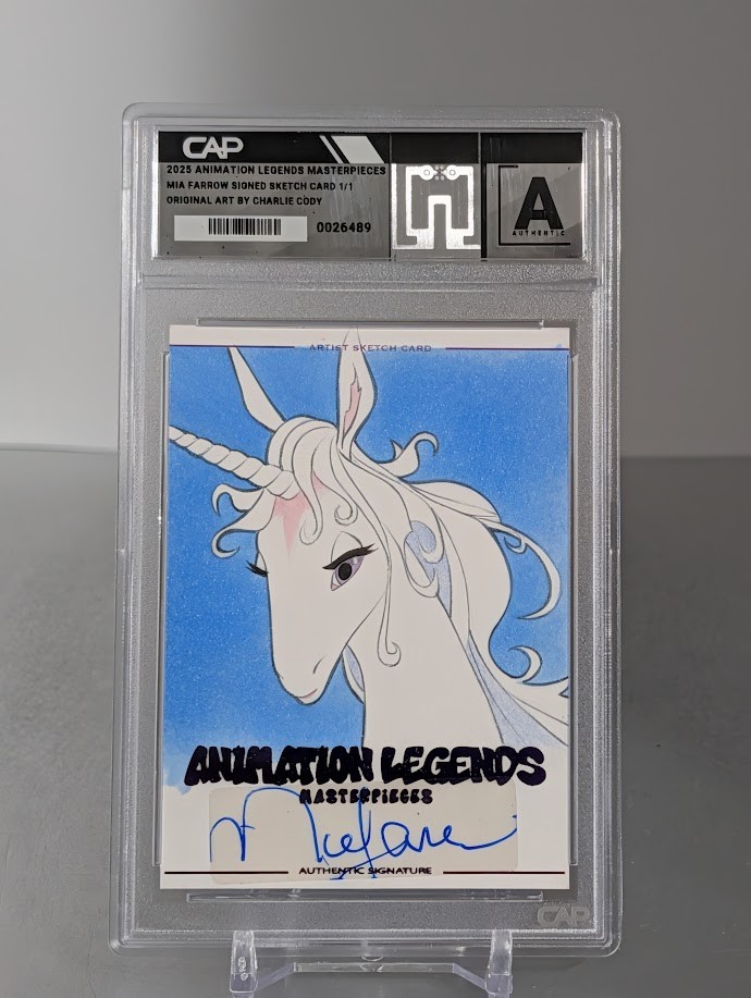 Mia Farrow Signed Animation Legends 1/1 Sketch Card The Last Unicorn by Cody