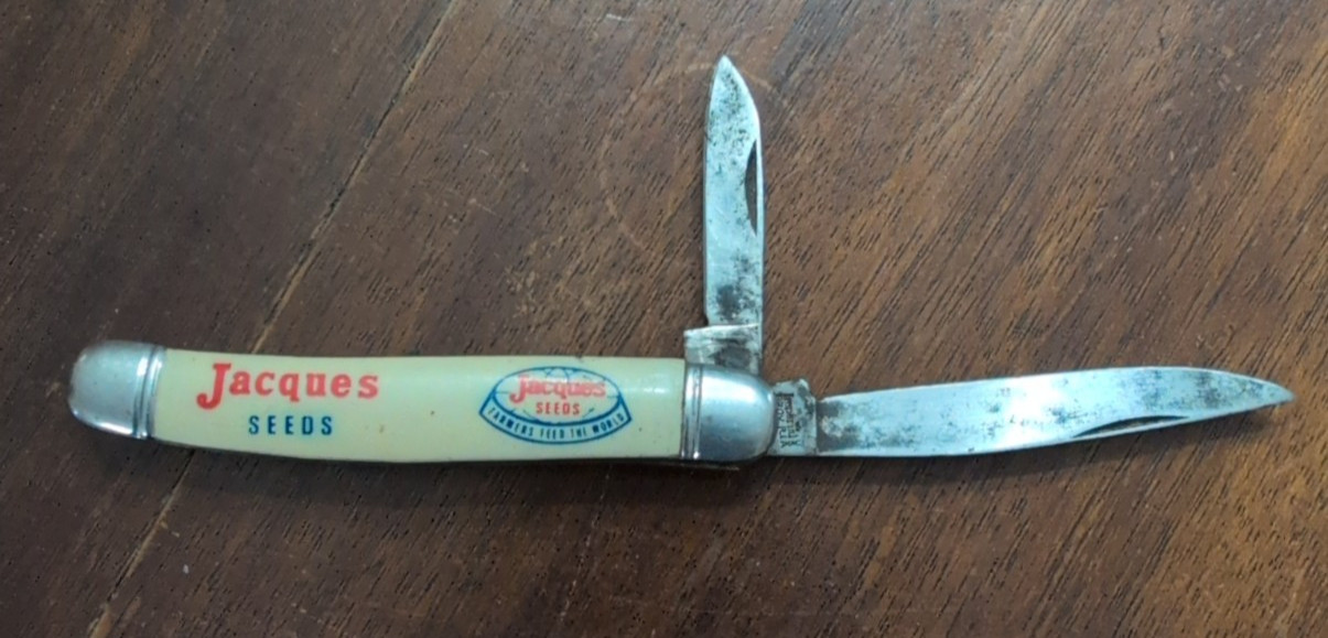 Vintage Imperial Jacques Seeds Advertising Pocket Knife Two Blade Folding