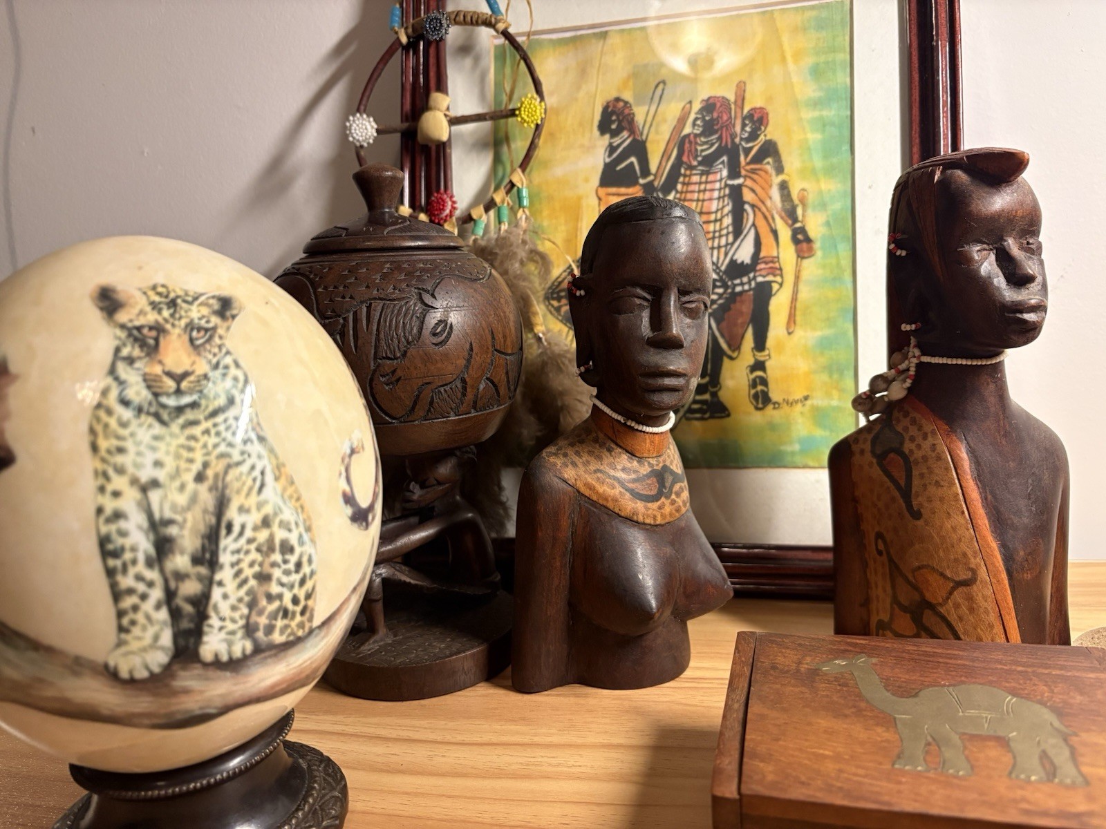 African Art Decor Hand Painted Carved Crafted Kenya