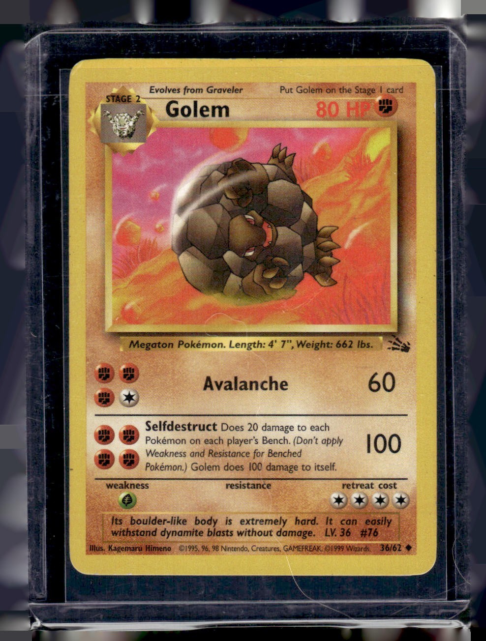 Pokémon TCG Golem 36/62  Fossil Set Vintage
