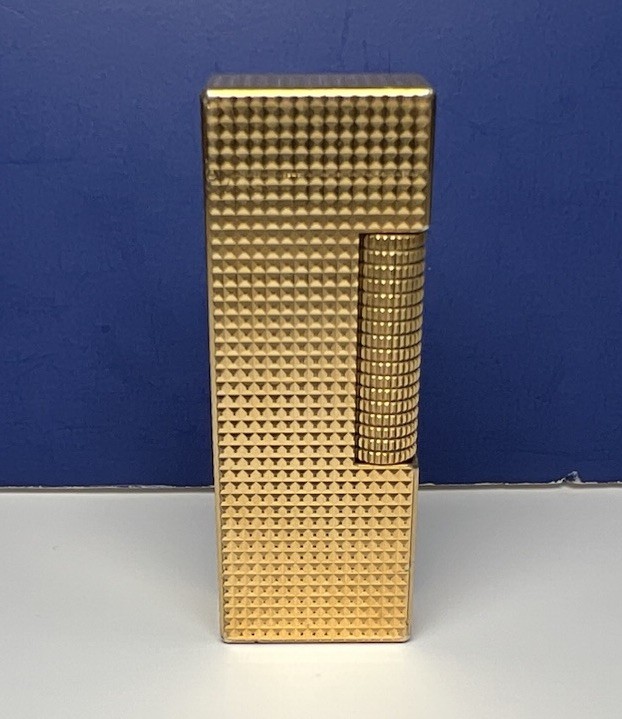 Vintage Dunhill Rollagas Gold Plated Lighter Hobnail PAT 24163 Switzerland